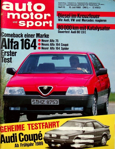 Deckblatt Auto Motor und Sport (15/1988)